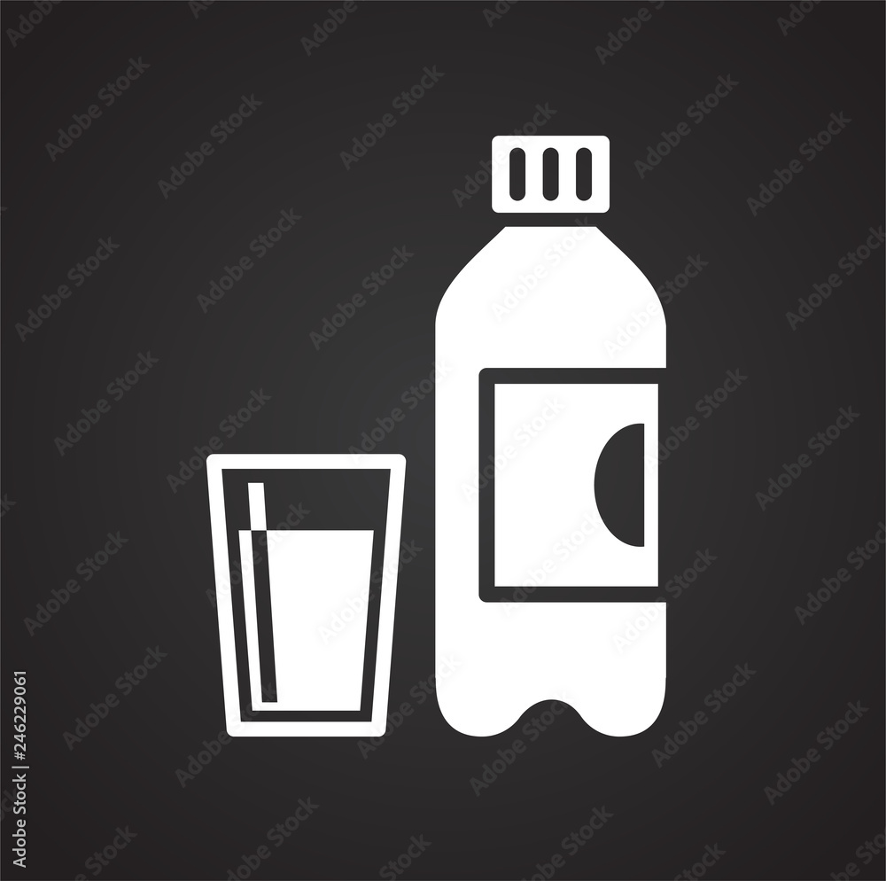 Poster sport nutrition icon on black background for graphic and web design, modern simple vector sign. inte