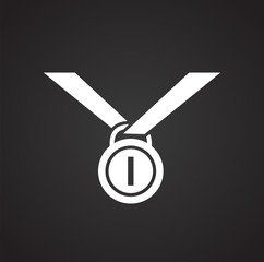 Golden medal icon on black background for graphic and web design, Modern simple vector sign. Internet concept. Trendy symbol for website design web button or mobile app