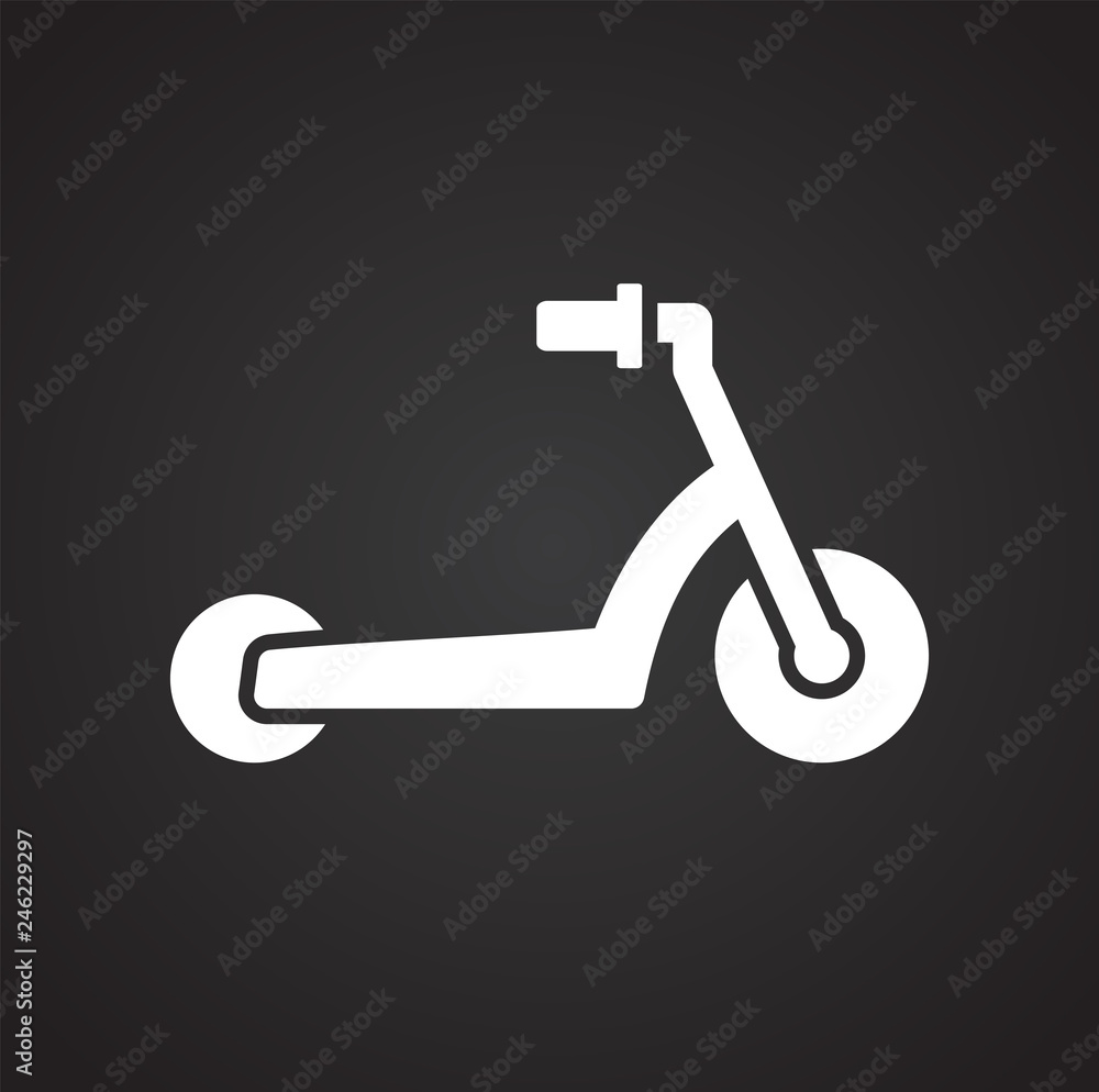 Poster scooter icon on black background for graphic and web design, modern simple vector sign. internet con
