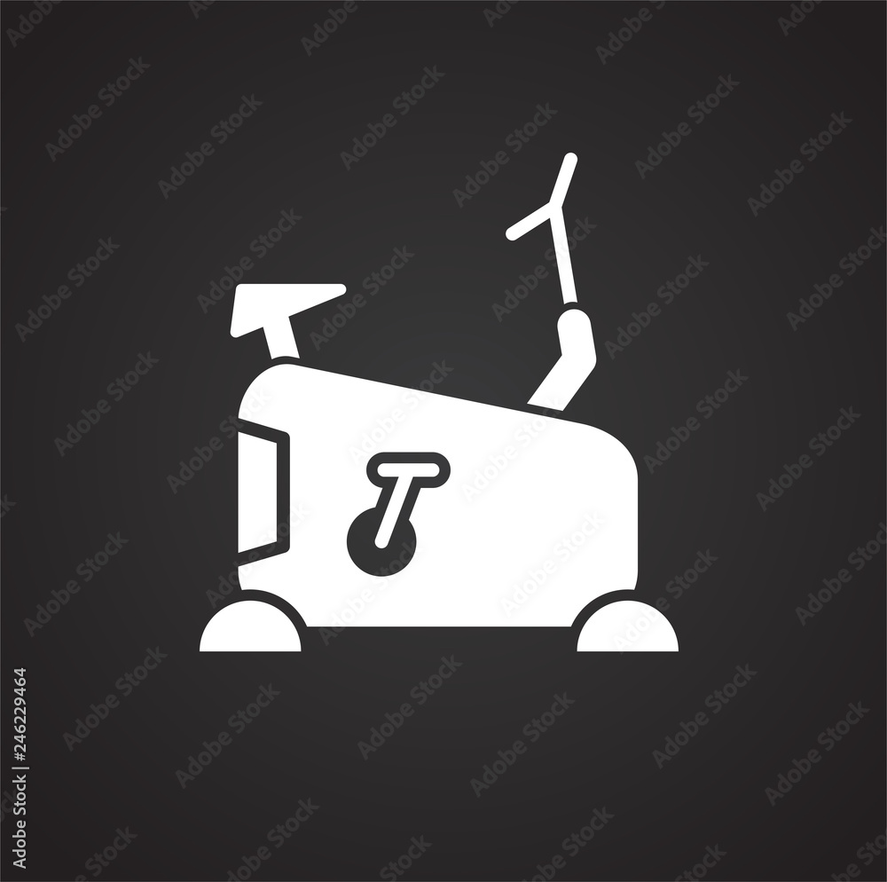 Poster gym icon on black background for graphic and web design, modern simple vector sign. internet concept