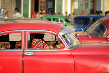 red car in cuba