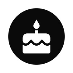 Filled Birthday cake icon vector isolated on white background. Modern symbol in trendy flat style for mobile app and web design.