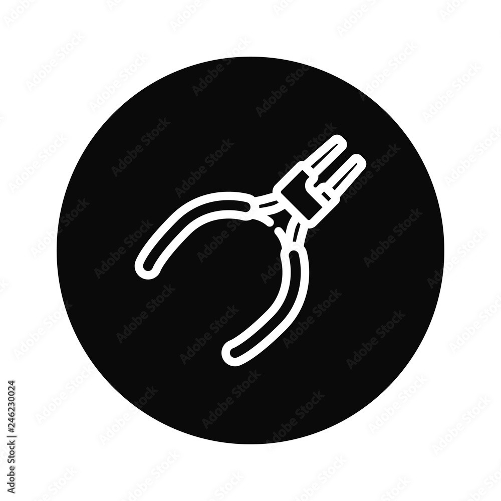 Poster outline pliers icon vector isolated on white background. modern, linear vector sign for mobile app a