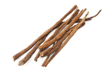 licorice roots isolated on white background