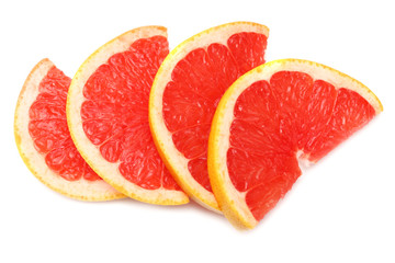 healthy food. sliced grapefruit isolated on white background. top view