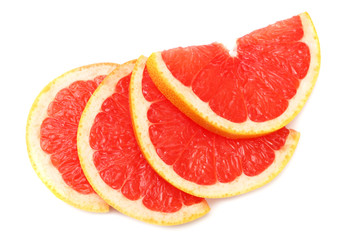 healthy food. sliced grapefruit isolated on white background. top view