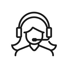 female telephone dispatcher. minimal thin line web icon. simple vector illustration outline. concept for infographic, website or app
