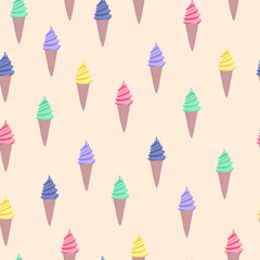 pattern with Colorful cute cartoon ice cream