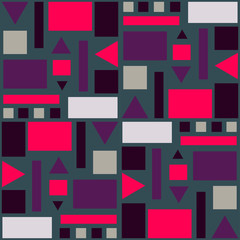 geometric figures of different sizes and pink and gray color on a dark color