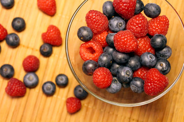 fresh blueberries and raspberries