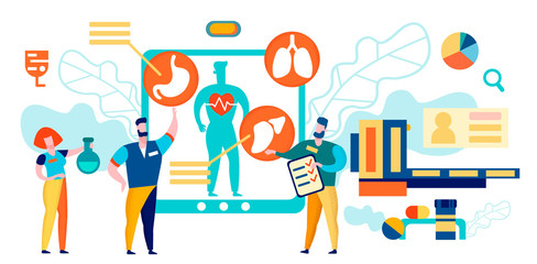 Futuristic Medicine Patient Body on Tablet Screen.