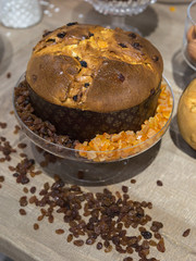 Panettone: Typical Italian Christmas Cake with Candied Fruit All Around