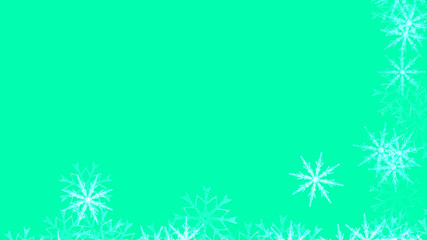 Abstract background with a variety of colorful snowflakes. Big and small.