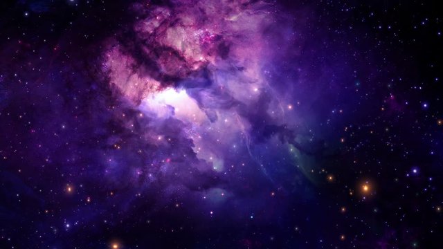 Flying through stellar nebulae and cosmic dust, clusters of cosmic gas and a constellations in deep space. Elements of this video furnished by NASA