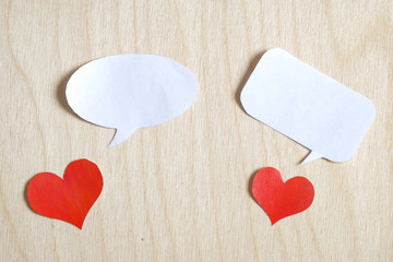 Concept message of pure love on a wooden background with hearts