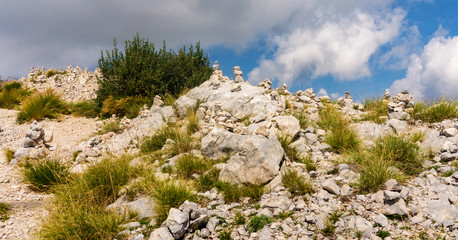 Stone pyramids in National park Lovcen, Montenegro