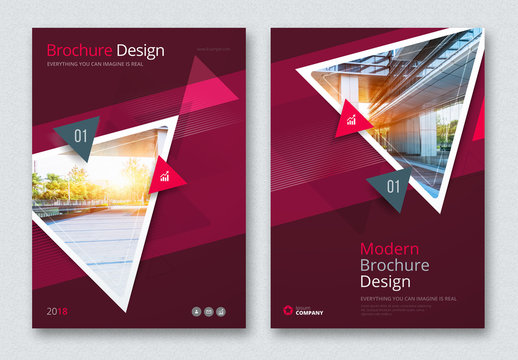 Dark Business Report Cover Layouts with Triangles