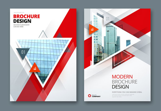Red Business Report Cover Layouts with Big Triangles