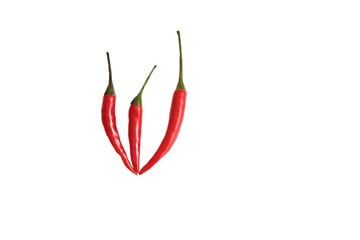 A group of red hot tropical chilli on white isolated background 