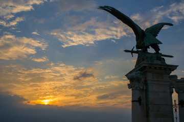 Budapest, Hungary. Eagle on the mountain near the castle