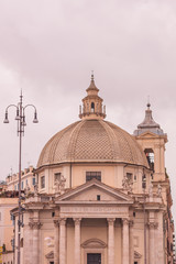 Rome church Santa Maria dei Miracoli - one of the twin churches on Piazza del Popolo, Italy