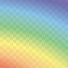Transparent rainbow detail isolated on checkered background. Vector illustration.