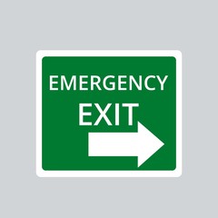 exit emergency sign right flat design