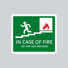 exit sign in case of fire in flat design