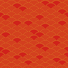 Fototapeta na wymiar Red chinese seamless pattern, oriental background. Vector illustration