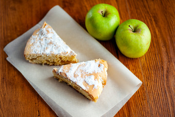 sponge cake with apples,Apple pie,pie with apples,apple dessert,apple cake,fruit pie ,fruit biscuit with powder