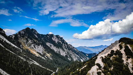 Aerial view of beautiful Triglav mountains, part of Alps in Slovenia