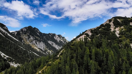 Aerial view of beautiful Triglav mountains, part of Alps in Slovenia
