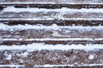 granite steps sprinkled with granite chips