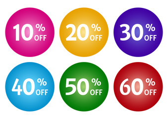 Colorful set of advertising tag with different discount offers. Vector illustration