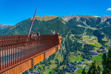 Aerial view of Canillo town viewed from Roc del Quer viewpoint at Andorra