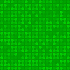 Abstract seamless pattern of small circles or pixels in green colors