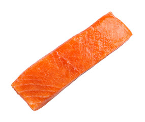 Raw fillet of orange fish salmon on white isolated background
