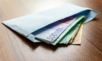 Euro Money Banknotes. Euro banknotes as part of the united country's payment system . Euro Money  currency. Cash money on the table. The euro is rising.  Concept of Forex or global financial economic.