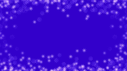 Abstract background with a variety of colorful snowflakes. Big and small.