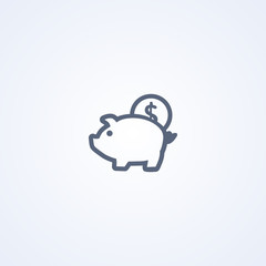 Money pig, bank, vector best gray line icon