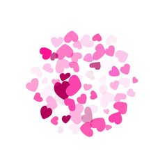 Hearts confetti flying vector background graphic design.