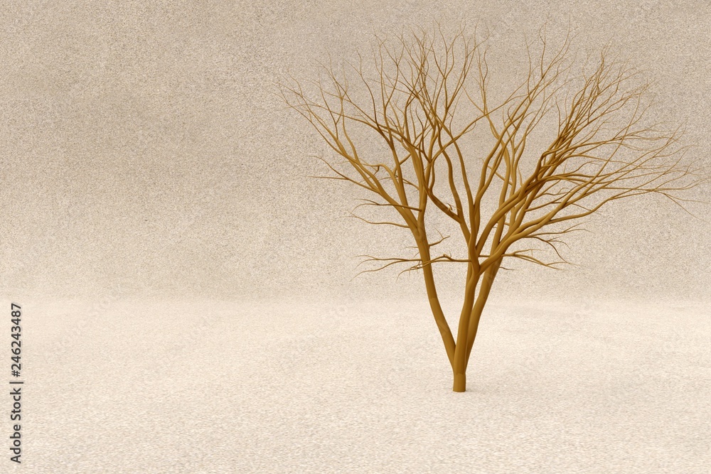 Poster 3d rendering of landscape with tree
