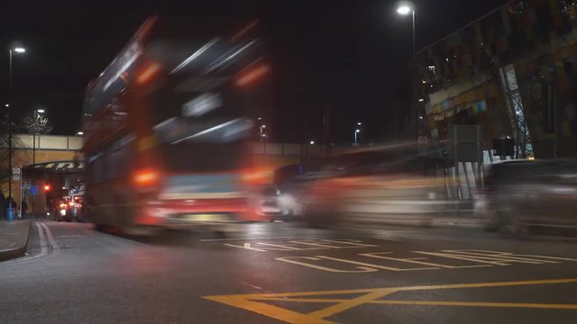 Time lapse.  A busy road at night in London.