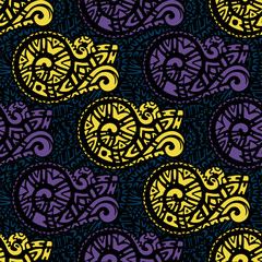 Ornamental ethnic art, patterned Indian, Turkish, Arabic, African, paisley. Hand drawn illustration. Magic symbol. Original design in doodle style.