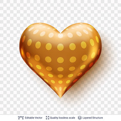 3D heart with pattern of golden circles.