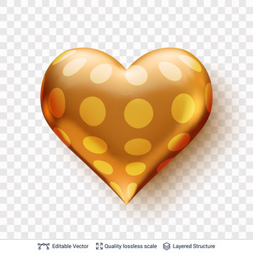 3D heart with pattern of golden circles.