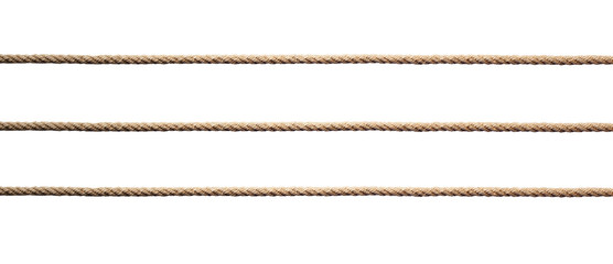 Three straight lines of twisted manila rope.