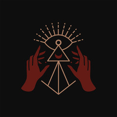 Hand triangle with eye symbol