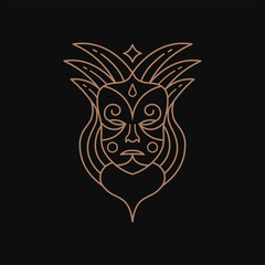 Japanese Woman. Japan mask. black background