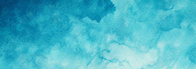 Abstraktes Aquarell blau azurblau türkisfarbener strukturierter Hintergrund Web-Banner © Aleksandr Matveev